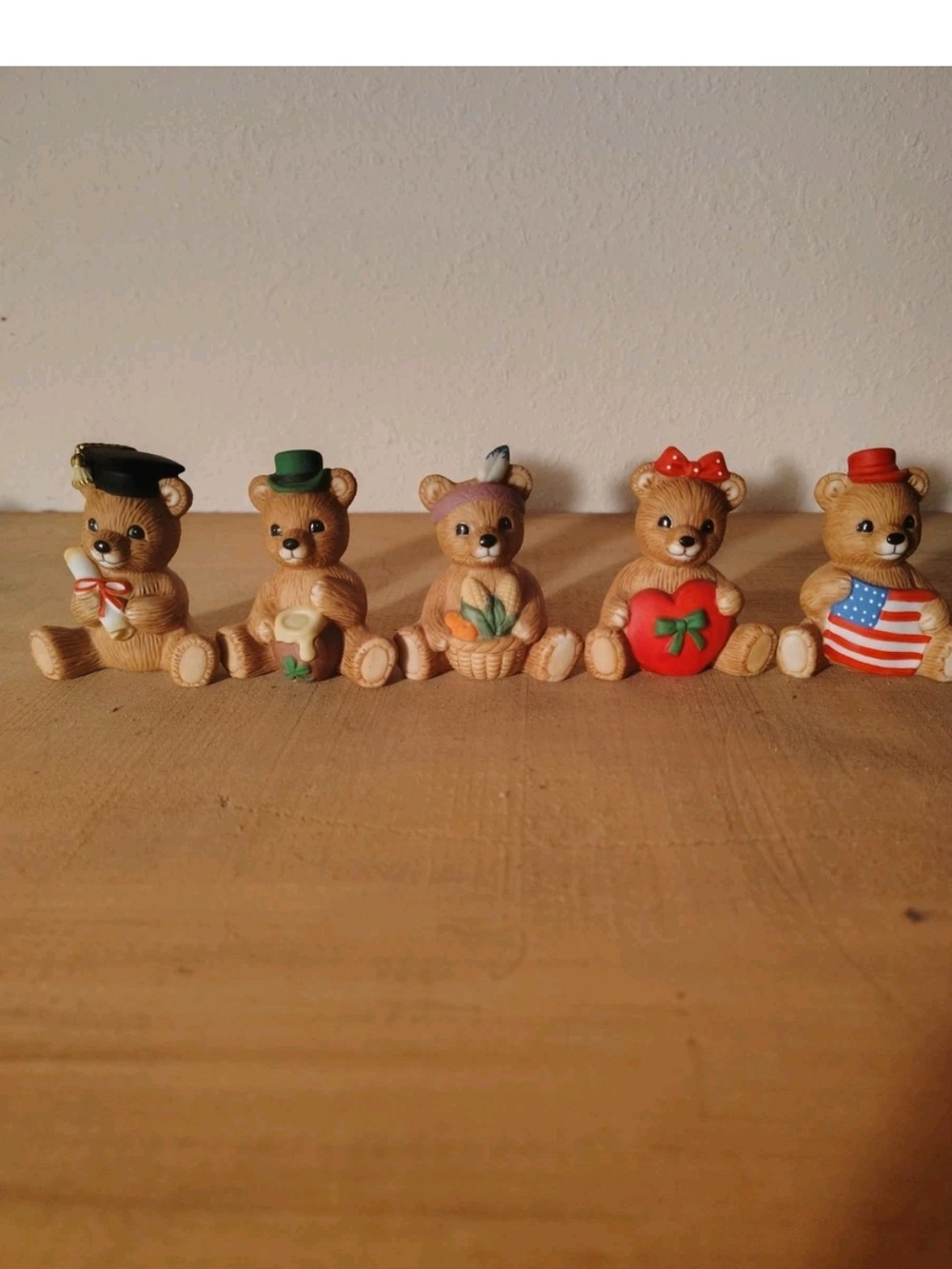 Set of Brown Teddy Bear Figurine Toys - Assorted Holiday Themes